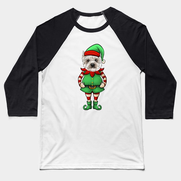 Westie Christmas Elf Baseball T-Shirt by whyitsme